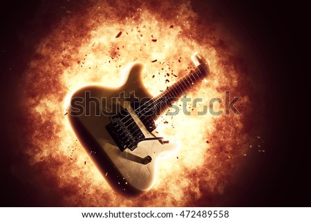 Exploding electric guitar