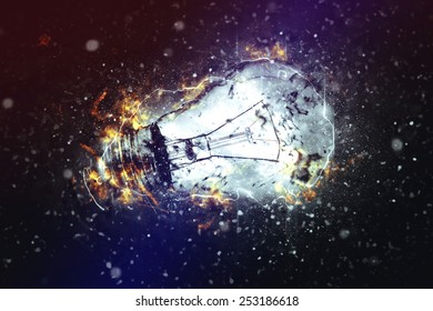 Exploding Light Bulb As Conceptual Image For New Ideas And Brainstorming.