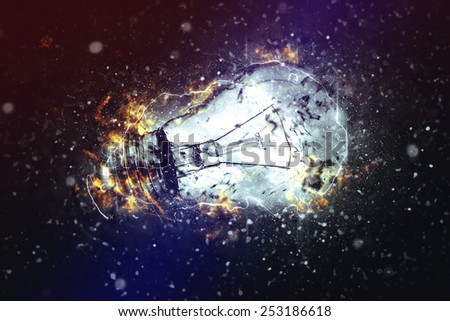 Exploding Light Bulb as Conceptual image for New Ideas and Brainstorming.