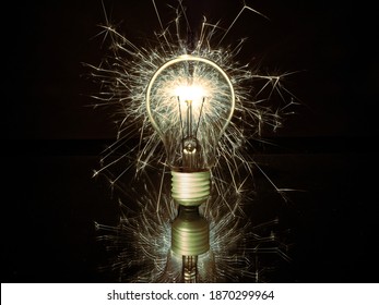 Exploding Lightbulb With Black Background