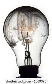 Exploding Lightbulb On White Background