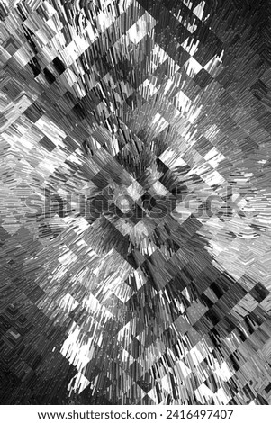 Exploding shards in black and white modern abstract art