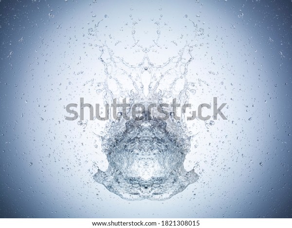 Exploding water balloon\
on white background