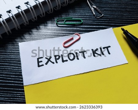 Exploit kit writting on table background.