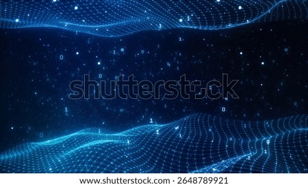 Explore a captivating abstract digital background featuring flowing lines and binary code. Perfect for technology, data visualization, and innovation themes.