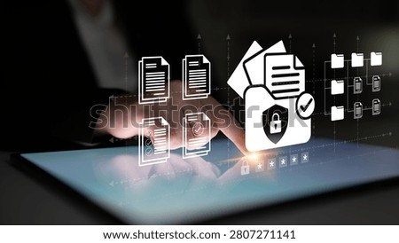 Explore the concept of digital document management with a focus on secure file storage and user interface interaction in a contemporary business environment. Ledger