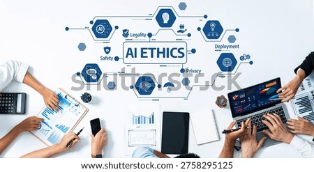 Explore the essential elements of AI ethics through a detailed visual representation highlighting legality, safety, privacy, and deployment in technology today. Amity