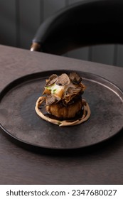 Explore the exquisite world of fine dining with our captivating collection featuring delectable dishes infused with the rich flavors of mushrooms and truffles.