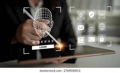 Explore the integration of facial recognition technology in secure login processes, highlighting user privacy and advanced authentication methods for digital devices. Ledger - Powered by Shutterstock - Get 15% off with code: PIKWIZARD15