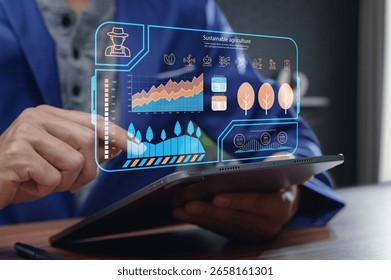 Explore the intersection of technology and farming with innovative solutions for sustainable agriculture. This image showcases digital tools for effective resource management and crop analysis.