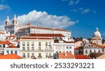 Explore the stunning architecture of Lisbon, featuring Santa Engracia and Sao Miguel churches against a vibrant blue sky.