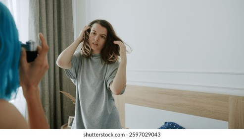 Exploring a Captivating SelfPortrait Session Held in a Stylish Modern Bedroom Environment