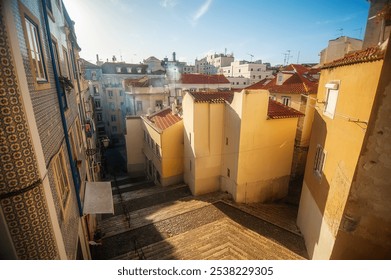 Exploring the charming streets of Lisbon, Portugal with historic architecture and vibrant street art on a sunny day - Powered by Shutterstock