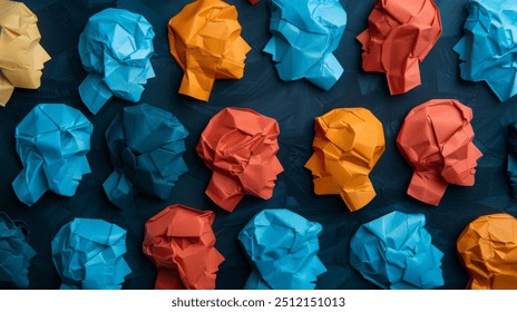 Exploring the Diversity of Human Expression Through Colorful Paper Sculptures and Artistry.
