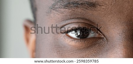 Exploring the intricacies of sight and observation through a detailed close-up of a human eye, reflecting the surrounding world