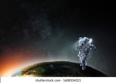 Exploring outer space. Mixed media