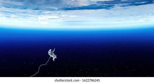 Exploring outer space. Mixed media