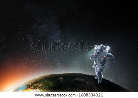 Exploring outer space. Mixed media