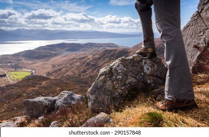 Exploring Scottish Highlands, descending the summit of  Garbh Bhein via Sron a Garbh Choire Bhig. Ardgour.