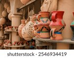 Exploring the vibrant souvenir market in Oman filled with handcrafted pottery and unique artifacts