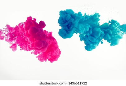 Explosion Of Blue And Mangenta Color In Water