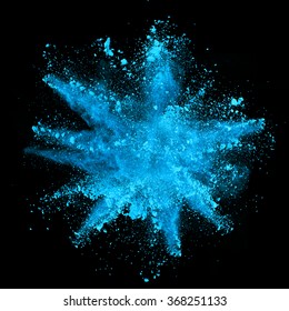 Explosion Of Blue Powder On Black Background