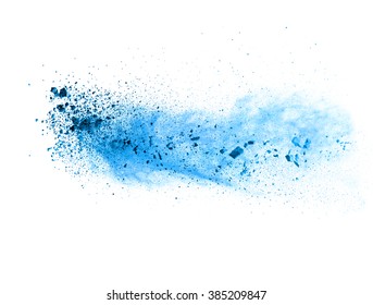 Explosion Of Blue Powder On White Background