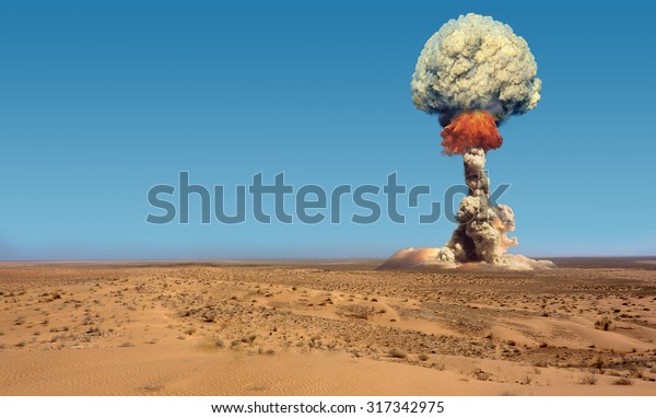 Explosion of bomb\
atomic.