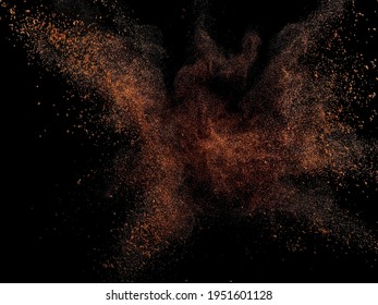 Explosion of cocoa powder on black background