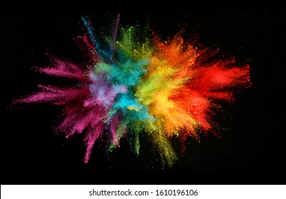 Explosion of colored powder isolated on black background. Abstract colored background - Shutterstock ID 1610196106