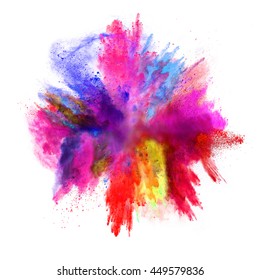 Explosion of colored powder, isolated on white background - Shutterstock ID 449579836