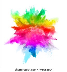 Explosion Colored Powder Isolated On White Stock Photo 496063804 ...