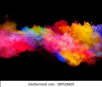 Explosion Of Colored Powder On Black Background