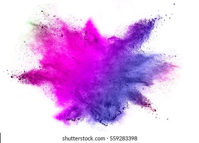 Explosion of colored powder on white background - Shutterstock ID 559283398