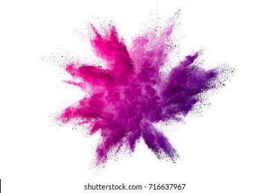 Explosion of colored powder on white background - Shutterstock ID 716637967