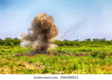 Explosion of an explosive device in war.