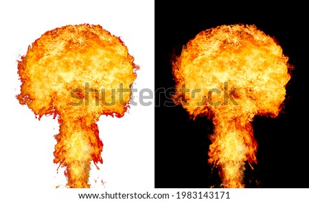 Explosion - fire mushroom. Mushroom cloud fireball from an explosion. Nuclear explosion. Symbol of environmental protection and the dangers of nuclear energy