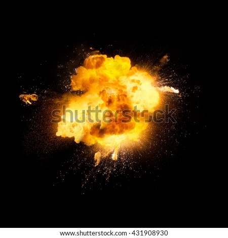 Explosion of fire over a black background