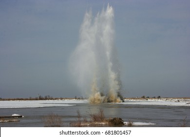 Explosion Of Ice Congestion On The River