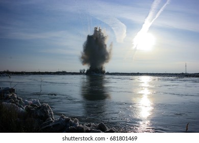 Explosion Of Ice Congestion On The River