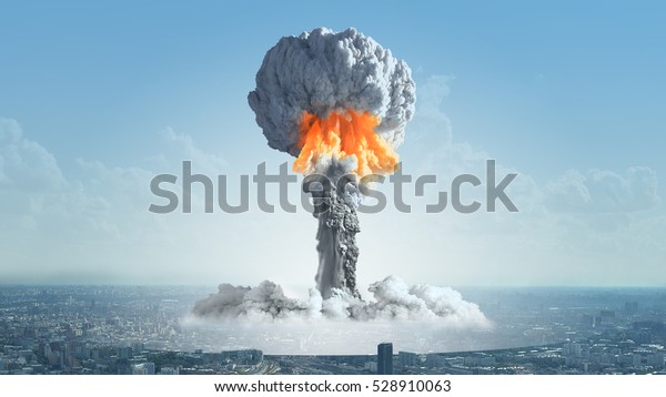 The explosion of\
a nuclear bomb in the city.