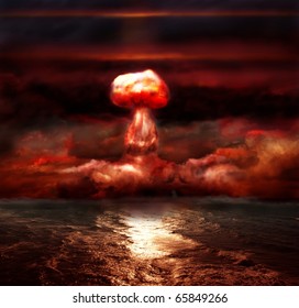 explosion of nuclear bomb over sea