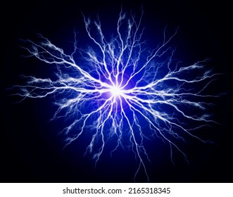 Explosion of pure power and electricity in the dark red plasma burning brightly