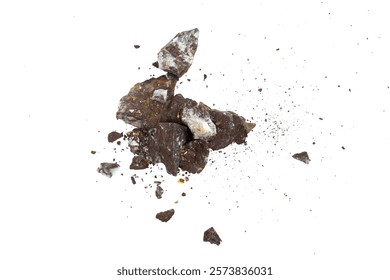 Explosion of rock with dust isolated element