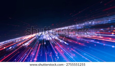 Explosion of Speed line background. representing a conceptual high-tech data display for global business communication and financial security in a modern network environment