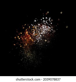 Explosion Of Various Spices On Black Background