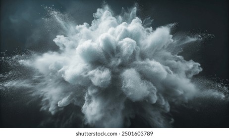 An explosion of white powder, reminiscent of snow, fills the air, creating a captivating and dynamic scene - Powered by Shutterstock