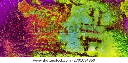 Explosive abstract grunge texture combining vibrant toxic green and neon purple paint splatters on heavily cracked dark surface. Aggressive urban decay aesthetic with radioactive energy. Perfect for music album covers, gaming backgrounds, street art designs, and bold commercial projects needing high-impact visuals.