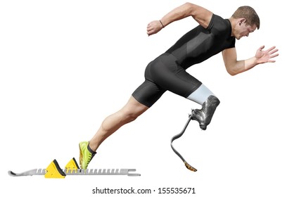 Explosive start of athlete with handicap. Isolated version - Powered by Shutterstock