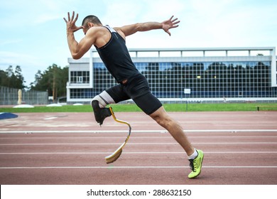 Explosive start of athlete with handicap at the stadium - Shutterstock ID 288632150